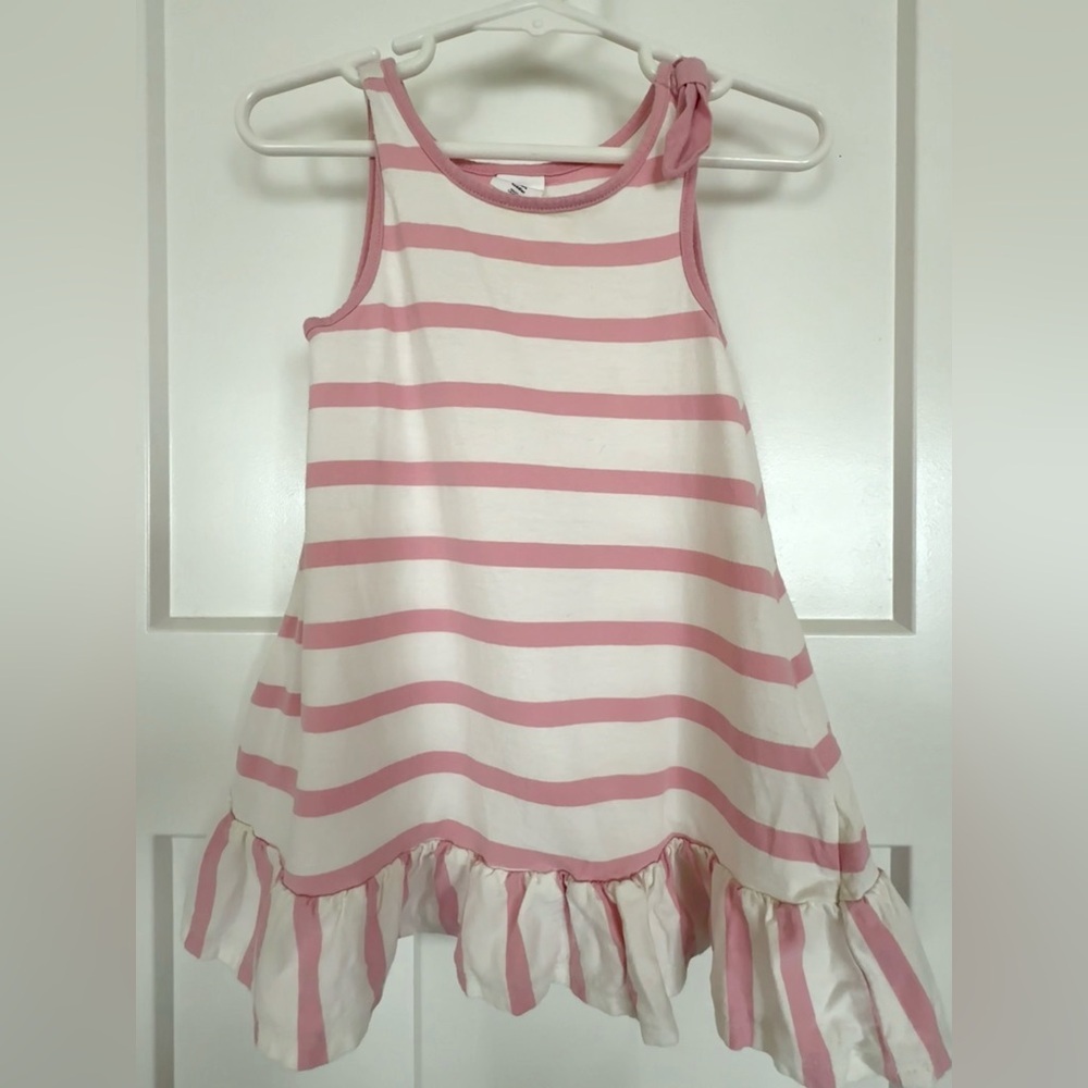 Baby GAP Pink & Off-White Stripe Ruffle Hem Dress | Toddler Girl 2T